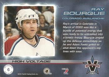 2000-01 Pacific Vanguard - High Voltage Red #6 Ray Bourque Back