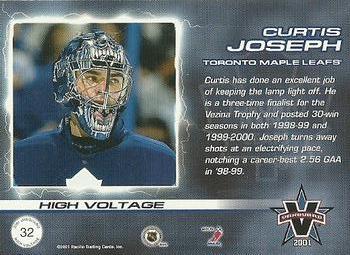 2000-01 Pacific Vanguard - High Voltage Red #32 Curtis Joseph Back