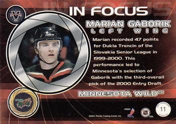 2000-01 Pacific Vanguard - In Focus #11 Marian Gaborik Back