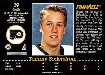 1993-94 Pinnacle #19 Tommy Soderstrom Back