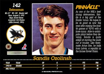 1993-94 Pinnacle #142 Sandis Ozolinsh Back