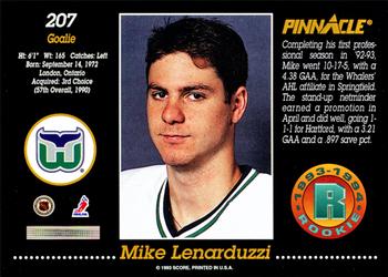 1993-94 Pinnacle #207 Mike Lenarduzzi Back