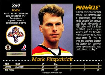 1993-94 Pinnacle #369 Mark Fitzpatrick Back