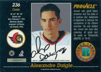 1993-94 Pinnacle #236 Alexandre Daigle Back