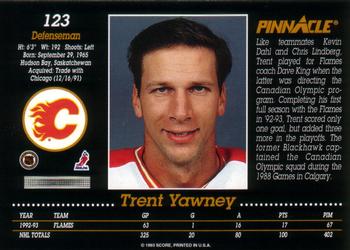 1993-94 Pinnacle #123 Trent Yawney Back