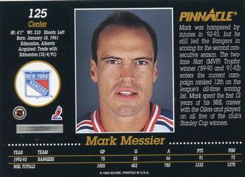 1993-94 Pinnacle #125 Mark Messier Back