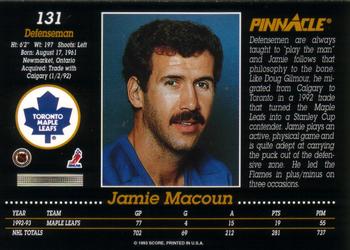 1993-94 Pinnacle #131 Jamie Macoun Back