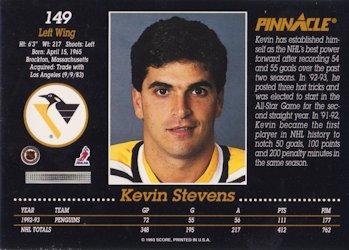 1993-94 Pinnacle #149 Kevin Stevens Back