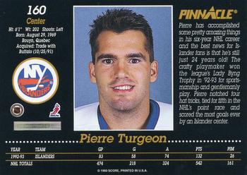 1993-94 Pinnacle #160 Pierre Turgeon Back