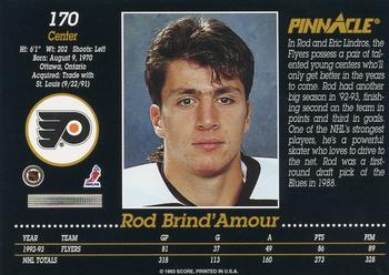 1993-94 Pinnacle #170 Rod Brind'Amour Back