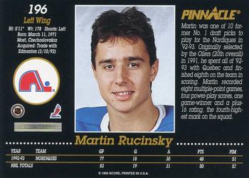 1993-94 Pinnacle #196 Martin Rucinsky Back