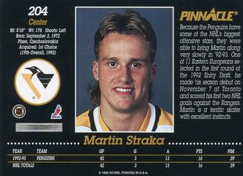 1993-94 Pinnacle #204 Martin Straka Back