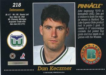 1993-94 Pinnacle #218 Dan Keczmer Back