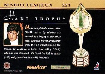 1993-94 Pinnacle #221 Mario Lemieux Back