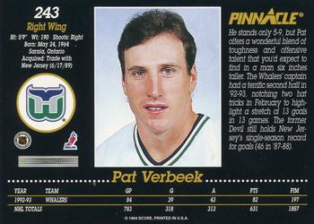 1993-94 Pinnacle #243 Pat Verbeek Back