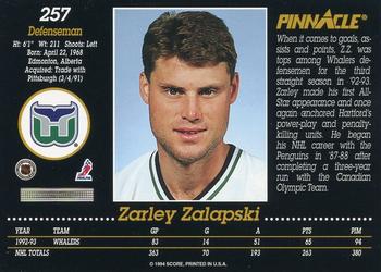 1993-94 Pinnacle #257 Zarley Zalapski Back