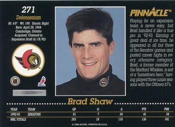 1993-94 Pinnacle #271 Brad Shaw Back