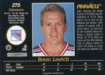 1993-94 Pinnacle #275 Brian Leetch Back