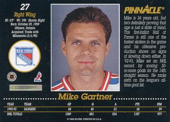 1993-94 Pinnacle #27 Mike Gartner Back