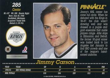 1993-94 Pinnacle #285 Jimmy Carson Back