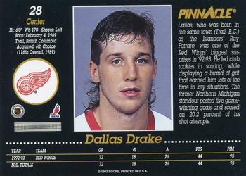 1993-94 Pinnacle #28 Dallas Drake Back