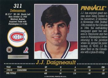 1993-94 Pinnacle #311 J.J. Daigneault Back