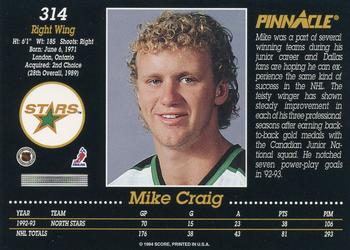 1993-94 Pinnacle #314 Mike Craig Back
