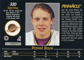 1993-94 Pinnacle #320 Pavel Bure Back