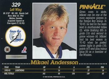 1993-94 Pinnacle #329 Mikael Andersson Back
