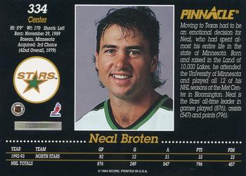 1993-94 Pinnacle #334 Neal Broten Back