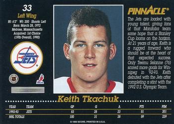 1993-94 Pinnacle #33 Keith Tkachuk Back