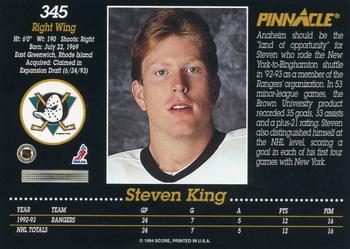 1993-94 Pinnacle #345 Steven King Back