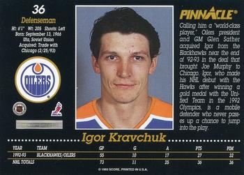 1993-94 Pinnacle #36 Igor Kravchuk Back