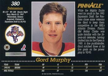 1993-94 Pinnacle #380 Gord Murphy Back