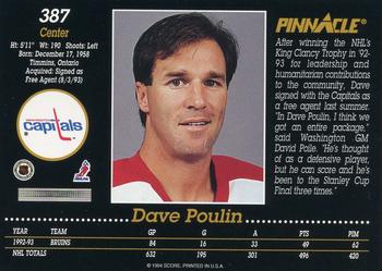 1993-94 Pinnacle #387 Dave Poulin Back