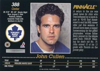 1993-94 Pinnacle #388 John Cullen Back