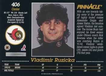 1993-94 Pinnacle #406 Vladimir Ruzicka Back