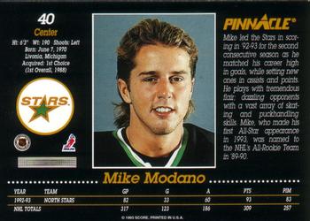 1993-94 Pinnacle #40 Mike Modano Back