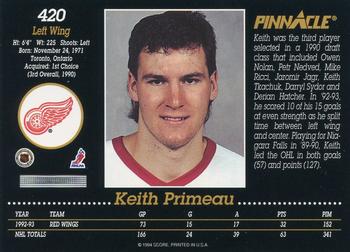 1993-94 Pinnacle #420 Keith Primeau Back