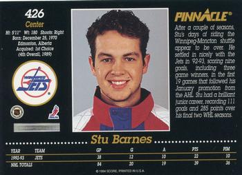 1993-94 Pinnacle #426 Stu Barnes Back