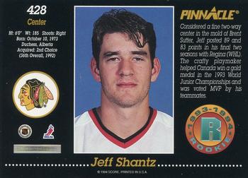 1993-94 Pinnacle #428 Jeff Shantz Back