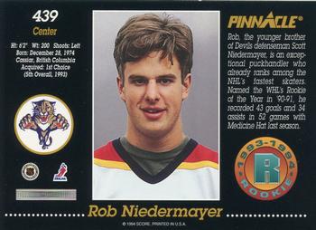 1993-94 Pinnacle #439 Rob Niedermayer Back