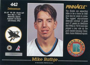 1993-94 Pinnacle #442 Mike Rathje Back
