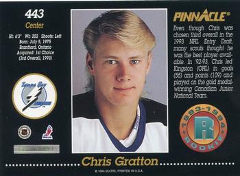 1993-94 Pinnacle #443 Chris Gratton Back