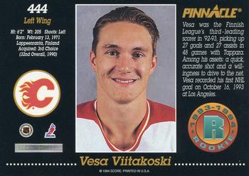 1993-94 Pinnacle #444 Vesa Viitakoski Back