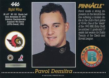 1993-94 Pinnacle #446 Pavol Demitra Back
