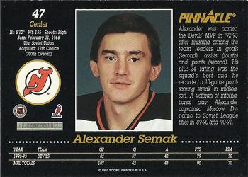 1993-94 Pinnacle #47 Alexander Semak Back