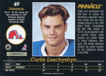 1993-94 Pinnacle #49 Curtis Leschyshyn Back