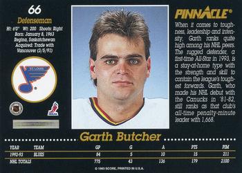 1993-94 Pinnacle #66 Garth Butcher Back
