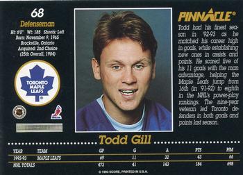 1993-94 Pinnacle #68 Todd Gill Back